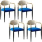 Glam Metal Home Dining Arm Chair Open Back Dining Room Chair in Black Black White Blue 4 Piece Set Clearhalo 'Dining Chairs' 'Dining Tables & Seating' 'dining_chair' 'furn' 'furn_dining_chair' 'Furniture' 'furniture_dining_chair' 'Kitchen & Dining Furniture' 4854656