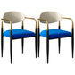 Glam Metal Home Dining Arm Chair Open Back Dining Room Chair in Black Black White Blue 2 Piece Set Clearhalo 'Dining Chairs' 'Dining Tables & Seating' 'dining_chair' 'furn' 'furn_dining_chair' 'Furniture' 'furniture_dining_chair' 'Kitchen & Dining Furniture' 4854659
