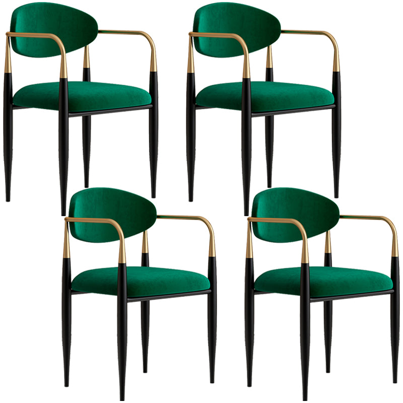 Glam Metal Home Dining Arm Chair Open Back Dining Room Chair in Black Blackish Green 4 Piece Set Clearhalo 'Dining Chairs' 'Dining Tables & Seating' 'dining_chair' 'furn' 'furn_dining_chair' 'Furniture' 'furniture_dining_chair' 'Kitchen & Dining Furniture' 4854661