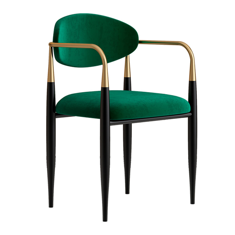 Glam Metal Home Dining Arm Chair Open Back Dining Room Chair in Black Blackish Green 1 Piece Clearhalo 'Dining Chairs' 'Dining Tables & Seating' 'dining_chair' 'furn' 'furn_dining_chair' 'Furniture' 'furniture_dining_chair' 'Kitchen & Dining Furniture' 4854663