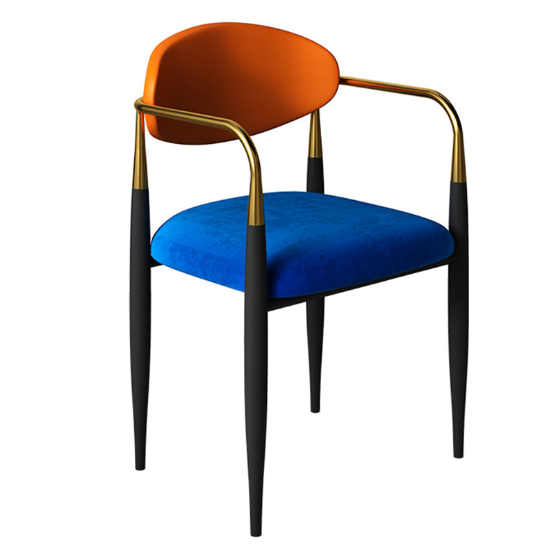 Glam Metal Home Dining Arm Chair Open Back Dining Room Chair in Black Orange Blue 1 Piece Clearhalo 'Dining Chairs' 'Dining Tables & Seating' 'dining_chair' 'furn' 'furn_dining_chair' 'Furniture' 'furniture_dining_chair' 'Kitchen & Dining Furniture' 4854669