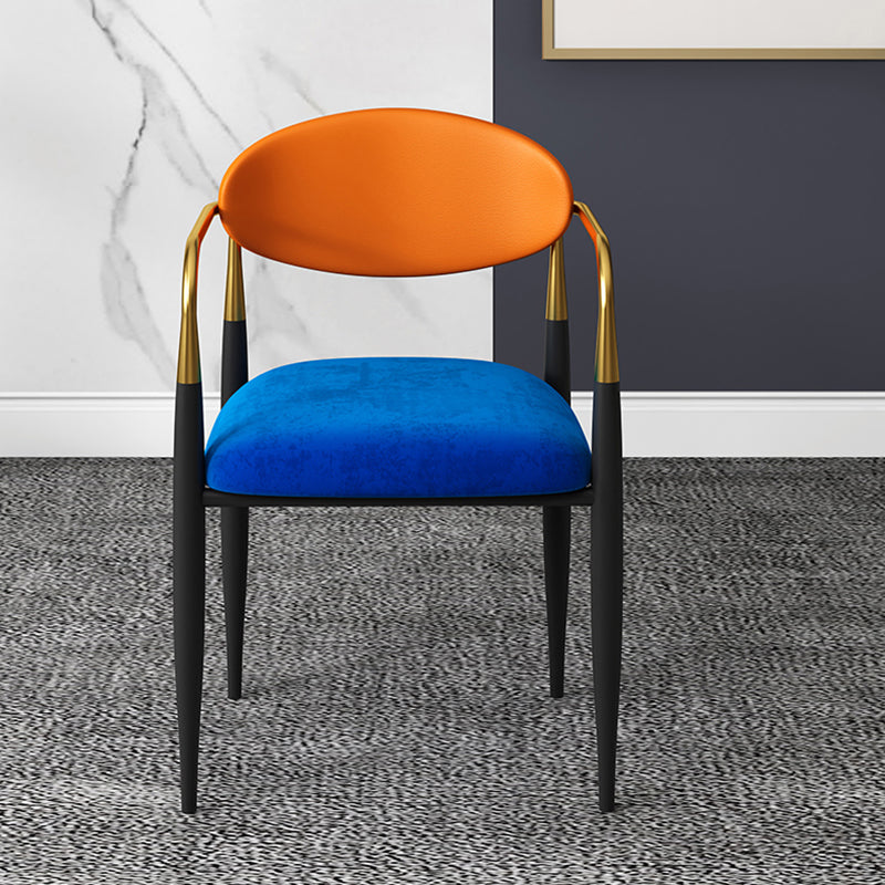 Glam Metal Home Dining Arm Chair Open Back Dining Room Chair in Black Clearhalo 'Dining Chairs' 'Dining Tables & Seating' 'dining_chair' 'furn' 'furn_dining_chair' 'Furniture' 'furniture_dining_chair' 'Kitchen & Dining Furniture' 4854670