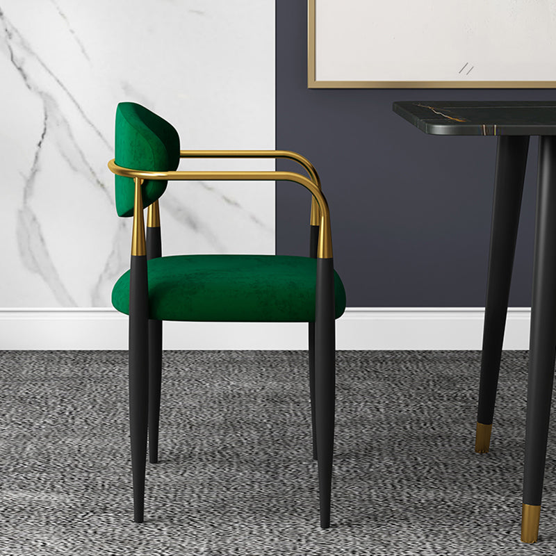 Glam Metal Home Dining Arm Chair Open Back Dining Room Chair in Black Clearhalo 'Dining Chairs' 'Dining Tables & Seating' 'dining_chair' 'furn' 'furn_dining_chair' 'Furniture' 'furniture_dining_chair' 'Kitchen & Dining Furniture' 4854673