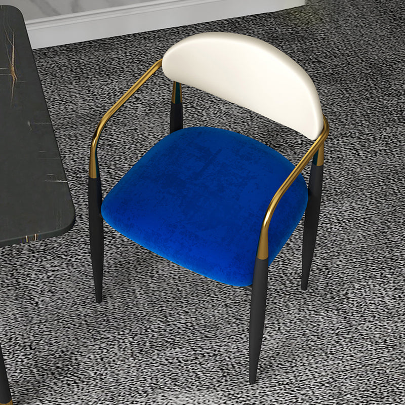 Glam Metal Home Dining Arm Chair Open Back Dining Room Chair in Black Clearhalo 'Dining Chairs' 'Dining Tables & Seating' 'dining_chair' 'furn' 'furn_dining_chair' 'Furniture' 'furniture_dining_chair' 'Kitchen & Dining Furniture' 4854674