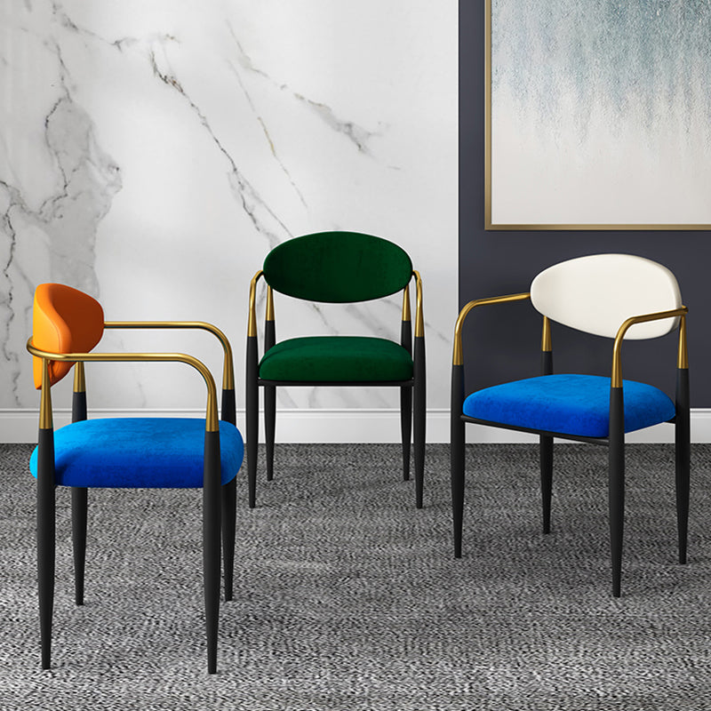 Glam Metal Home Dining Arm Chair Open Back Dining Room Chair in Black Clearhalo 'Dining Chairs' 'Dining Tables & Seating' 'dining_chair' 'furn' 'furn_dining_chair' 'Furniture' 'furniture_dining_chair' 'Kitchen & Dining Furniture' 4854675