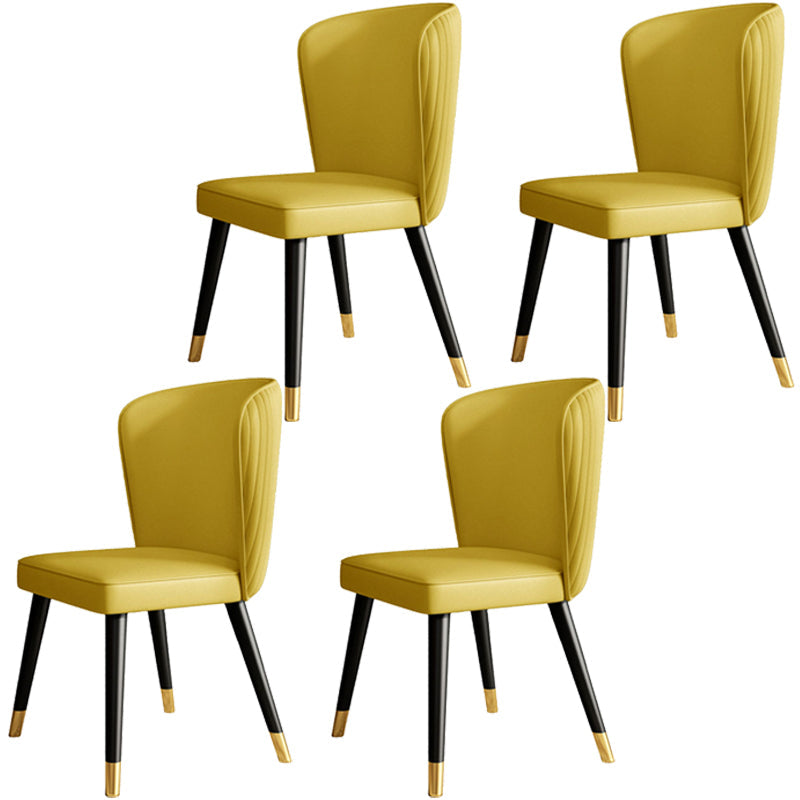 Glam Style Armless Chair Wood PU Leather Parsons Dining Chairs for Kitchen Yellow 4 Piece Set Clearhalo 'Dining Chairs' 'Dining Tables & Seating' 'dining_chair' 'furn' 'furn_dining_chair' 'Furniture' 'furniture_dining_chair' 'Kitchen & Dining Furniture' 4854678