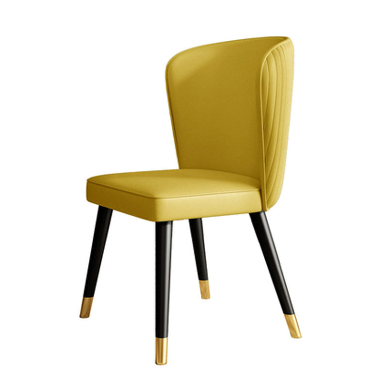 Glam Style Armless Chair Wood PU Leather Parsons Dining Chairs for Kitchen Yellow 1 Piece Clearhalo 'Dining Chairs' 'Dining Tables & Seating' 'dining_chair' 'furn' 'furn_dining_chair' 'Furniture' 'furniture_dining_chair' 'Kitchen & Dining Furniture' 4854679