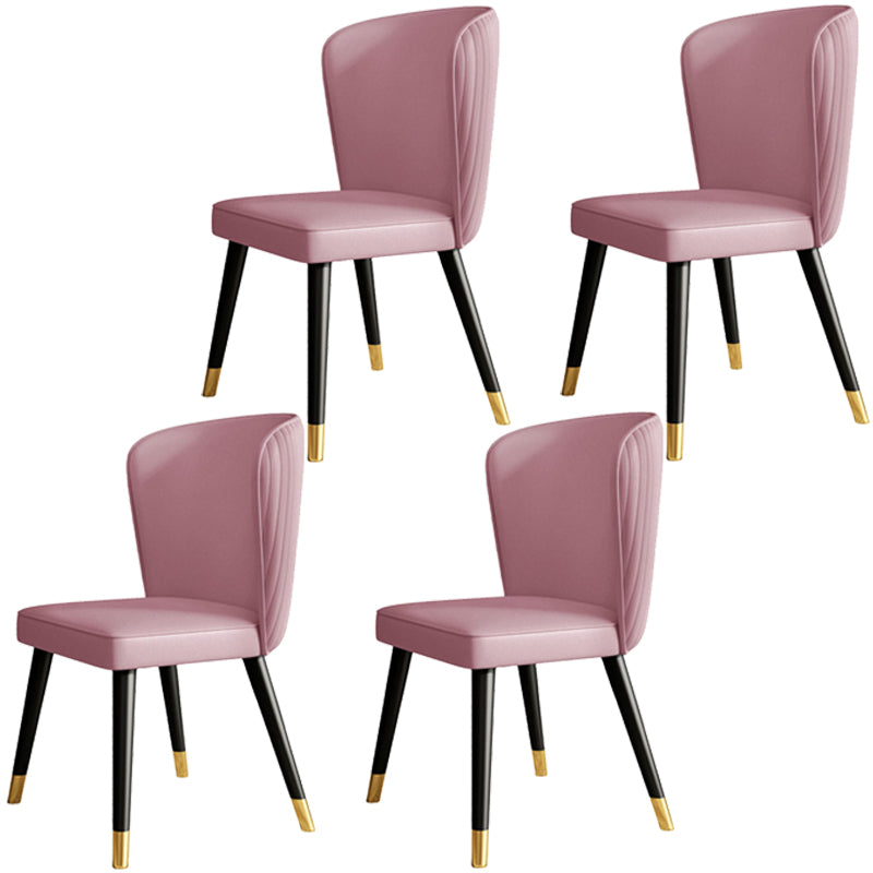 Glam Style Armless Chair Wood PU Leather Parsons Dining Chairs for Kitchen Pink 4 Piece Set Clearhalo 'Dining Chairs' 'Dining Tables & Seating' 'dining_chair' 'furn' 'furn_dining_chair' 'Furniture' 'furniture_dining_chair' 'Kitchen & Dining Furniture' 4854684