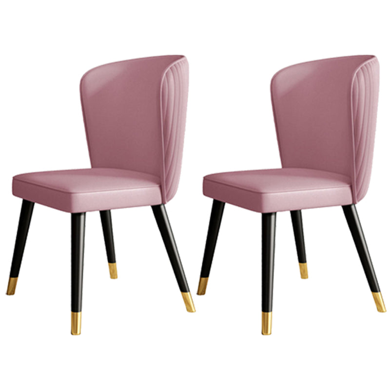 Glam Style Armless Chair Wood PU Leather Parsons Dining Chairs for Kitchen Pink 2 Piece Set Clearhalo 'Dining Chairs' 'Dining Tables & Seating' 'dining_chair' 'furn' 'furn_dining_chair' 'Furniture' 'furniture_dining_chair' 'Kitchen & Dining Furniture' 4854688