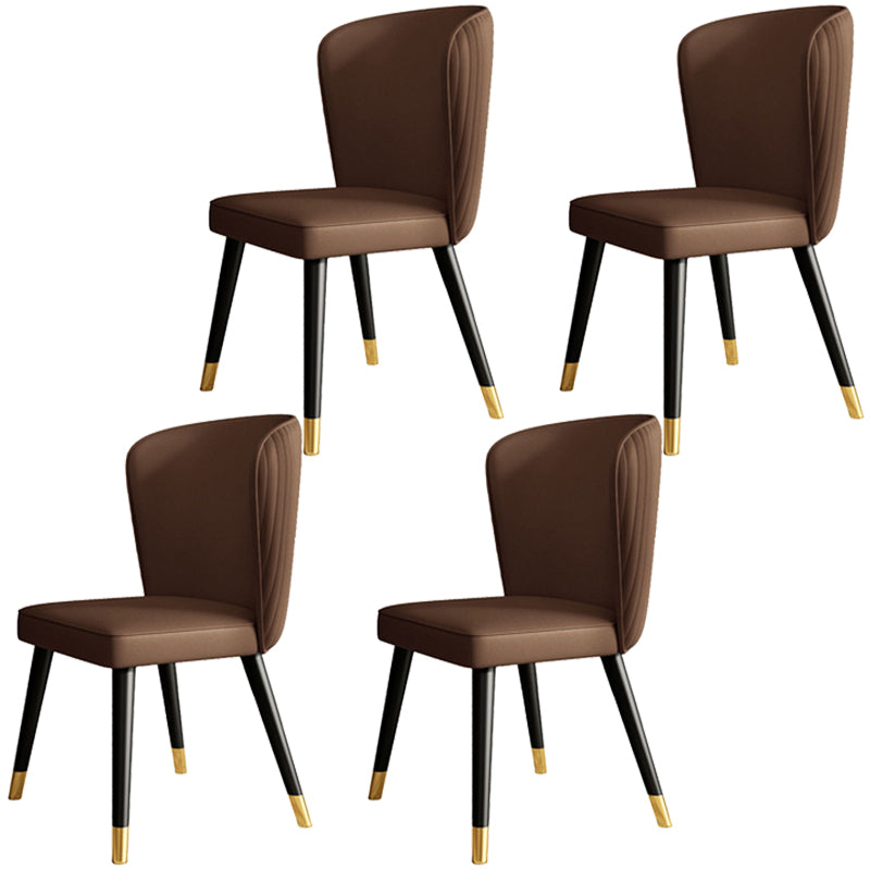 Glam Style Armless Chair Wood PU Leather Parsons Dining Chairs for Kitchen Coffee 4 Piece Set Clearhalo 'Dining Chairs' 'Dining Tables & Seating' 'dining_chair' 'furn' 'furn_dining_chair' 'Furniture' 'furniture_dining_chair' 'Kitchen & Dining Furniture' 4854689