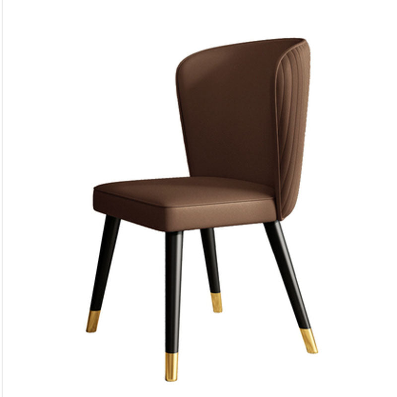 Glam Style Armless Chair Wood PU Leather Parsons Dining Chairs for Kitchen Coffee 1 Piece Clearhalo 'Dining Chairs' 'Dining Tables & Seating' 'dining_chair' 'furn' 'furn_dining_chair' 'Furniture' 'furniture_dining_chair' 'Kitchen & Dining Furniture' 4854691