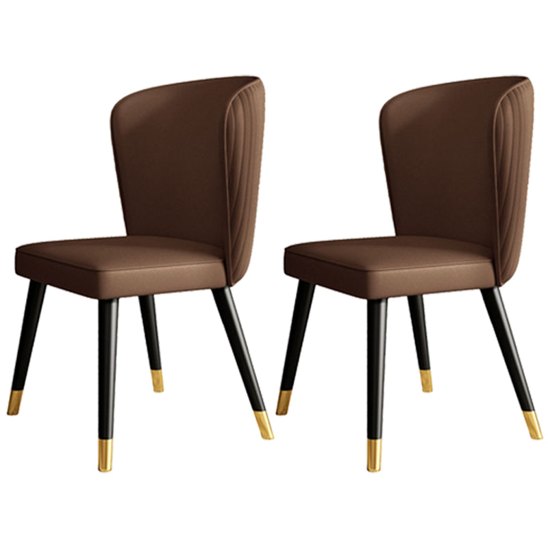 Glam Style Armless Chair Wood PU Leather Parsons Dining Chairs for Kitchen Coffee 2 Piece Set Clearhalo 'Dining Chairs' 'Dining Tables & Seating' 'dining_chair' 'furn' 'furn_dining_chair' 'Furniture' 'furniture_dining_chair' 'Kitchen & Dining Furniture' 4854692