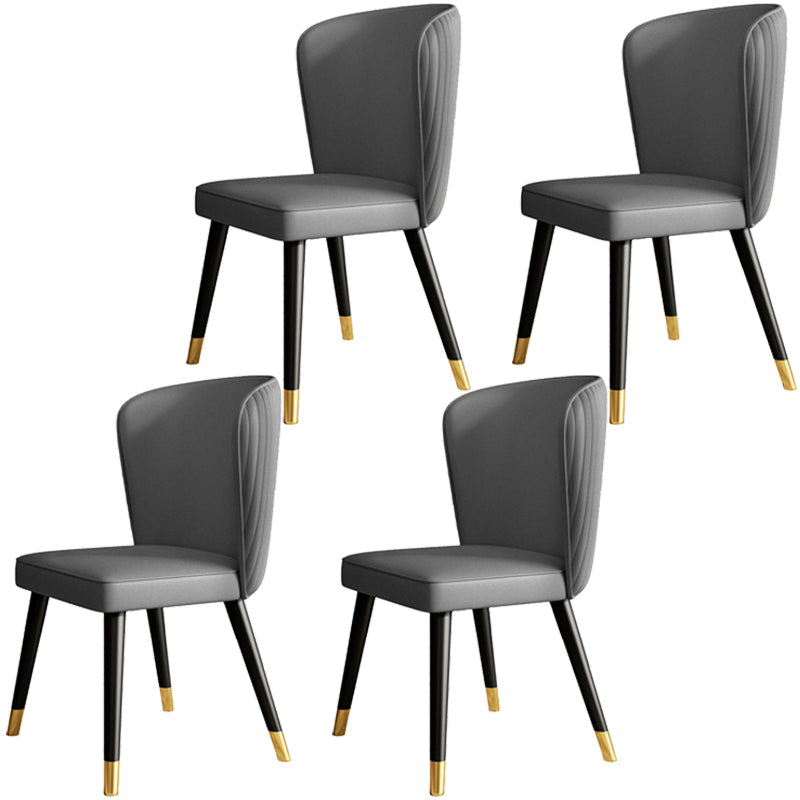Glam Style Armless Chair Wood PU Leather Parsons Dining Chairs for Kitchen Grey 4 Piece Set Clearhalo 'Dining Chairs' 'Dining Tables & Seating' 'dining_chair' 'furn' 'furn_dining_chair' 'Furniture' 'furniture_dining_chair' 'Kitchen & Dining Furniture' 4854693