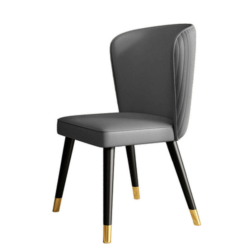 Glam Style Armless Chair Wood PU Leather Parsons Dining Chairs for Kitchen Grey 1 Piece Clearhalo 'Dining Chairs' 'Dining Tables & Seating' 'dining_chair' 'furn' 'furn_dining_chair' 'Furniture' 'furniture_dining_chair' 'Kitchen & Dining Furniture' 4854694