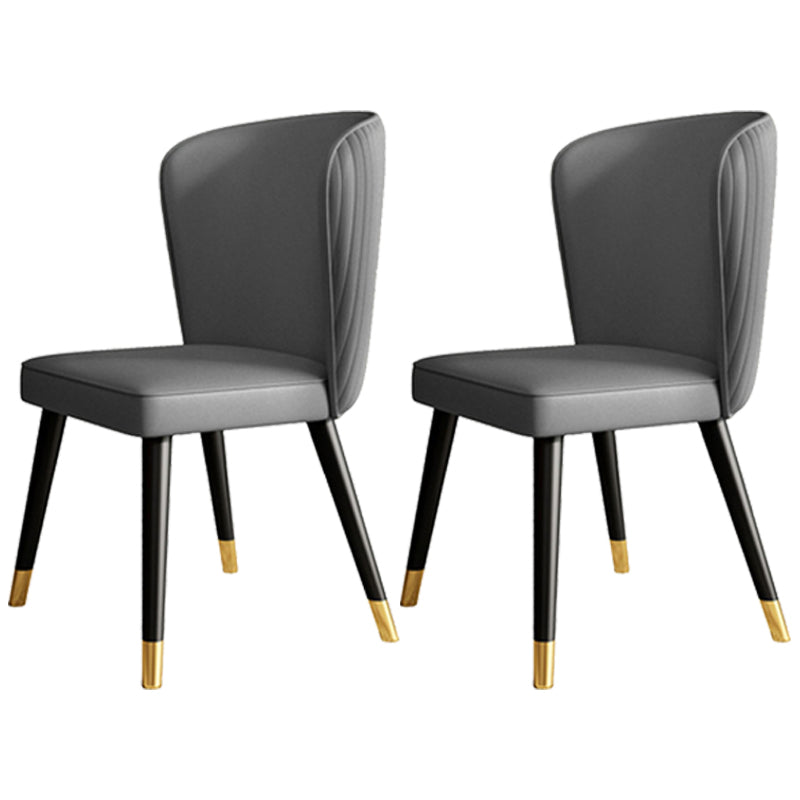 Glam Style Armless Chair Wood PU Leather Parsons Dining Chairs for Kitchen Grey 2 Piece Set Clearhalo 'Dining Chairs' 'Dining Tables & Seating' 'dining_chair' 'furn' 'furn_dining_chair' 'Furniture' 'furniture_dining_chair' 'Kitchen & Dining Furniture' 4854695