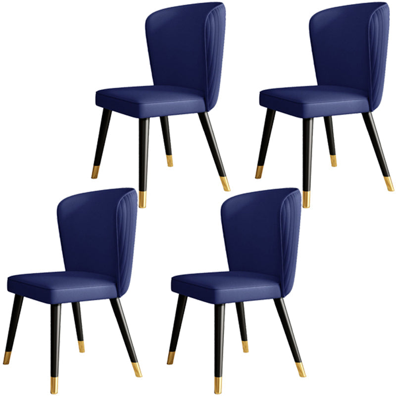 Glam Style Armless Chair Wood PU Leather Parsons Dining Chairs for Kitchen Blue 4 Piece Set Clearhalo 'Dining Chairs' 'Dining Tables & Seating' 'dining_chair' 'furn' 'furn_dining_chair' 'Furniture' 'furniture_dining_chair' 'Kitchen & Dining Furniture' 4854699