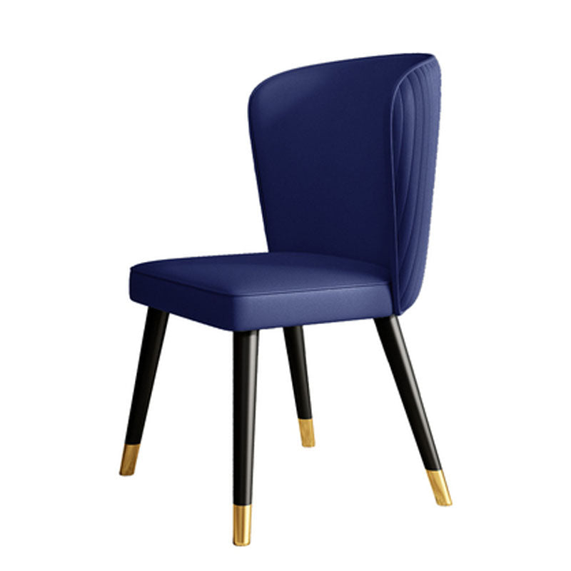 Glam Style Armless Chair Wood PU Leather Parsons Dining Chairs for Kitchen Blue 1 Piece Clearhalo 'Dining Chairs' 'Dining Tables & Seating' 'dining_chair' 'furn' 'furn_dining_chair' 'Furniture' 'furniture_dining_chair' 'Kitchen & Dining Furniture' 4854700