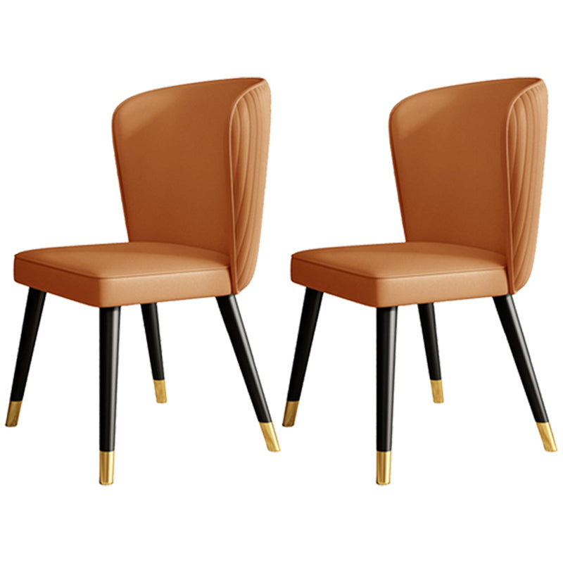 Glam Style Armless Chair Wood PU Leather Parsons Dining Chairs for Kitchen Orange 2 Piece Set Clearhalo 'Dining Chairs' 'Dining Tables & Seating' 'dining_chair' 'furn' 'furn_dining_chair' 'Furniture' 'furniture_dining_chair' 'Kitchen & Dining Furniture' 4854704