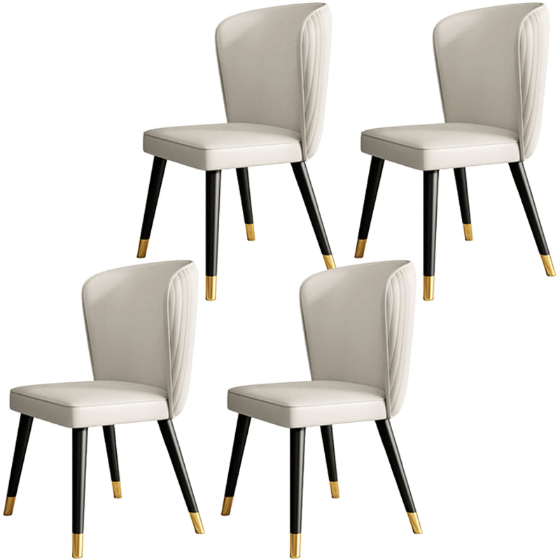 Glam Style Armless Chair Wood PU Leather Parsons Dining Chairs for Kitchen Off-White 4 Piece Set Clearhalo 'Dining Chairs' 'Dining Tables & Seating' 'dining_chair' 'furn' 'furn_dining_chair' 'Furniture' 'furniture_dining_chair' 'Kitchen & Dining Furniture' 4854708