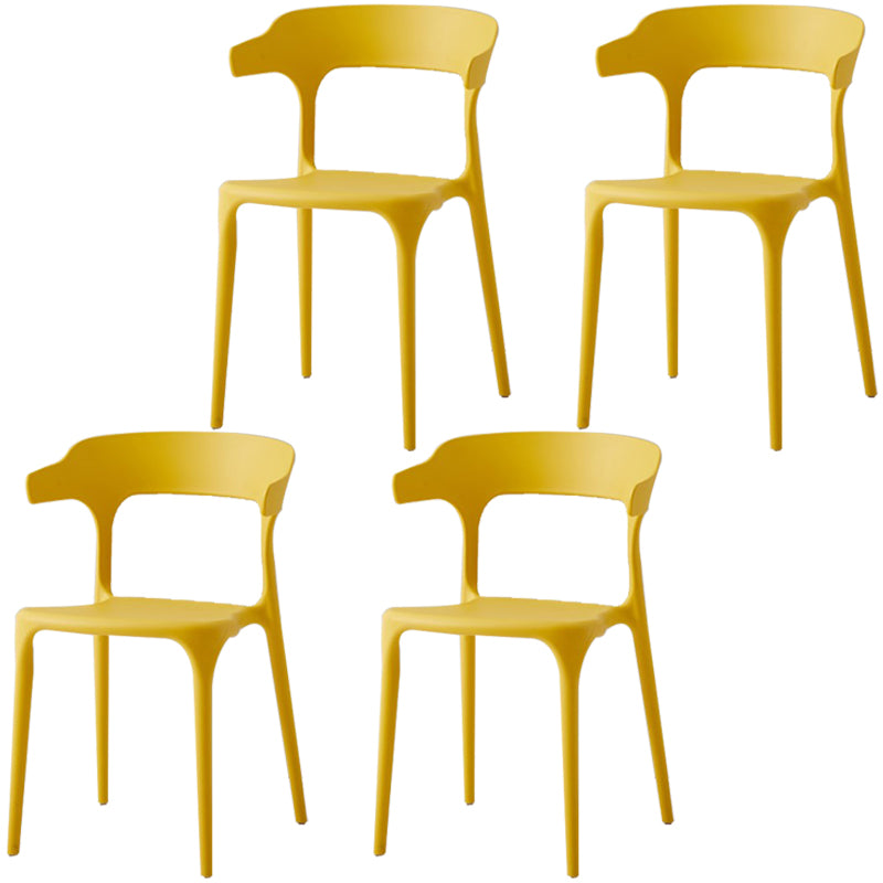 Scandinavian Plastic Home Dining Side Chair Open Back Dining Side Chair Yellow 4 Piece Set Clearhalo 'Dining Chairs' 'Dining Tables & Seating' 'dining_chair' 'furn' 'furn_dining_chair' 'Furniture' 'furniture_dining_chair' 'Kitchen & Dining Furniture' 4854713