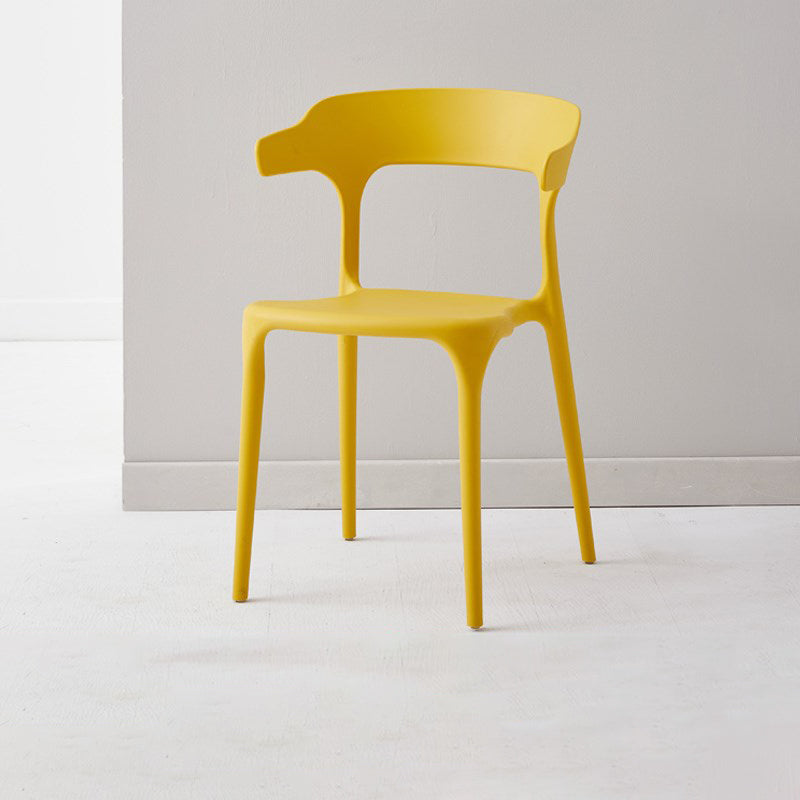 Scandinavian Plastic Home Dining Side Chair Open Back Dining Side Chair Yellow 1 Piece Clearhalo 'Dining Chairs' 'Dining Tables & Seating' 'dining_chair' 'furn' 'furn_dining_chair' 'Furniture' 'furniture_dining_chair' 'Kitchen & Dining Furniture' 4854715