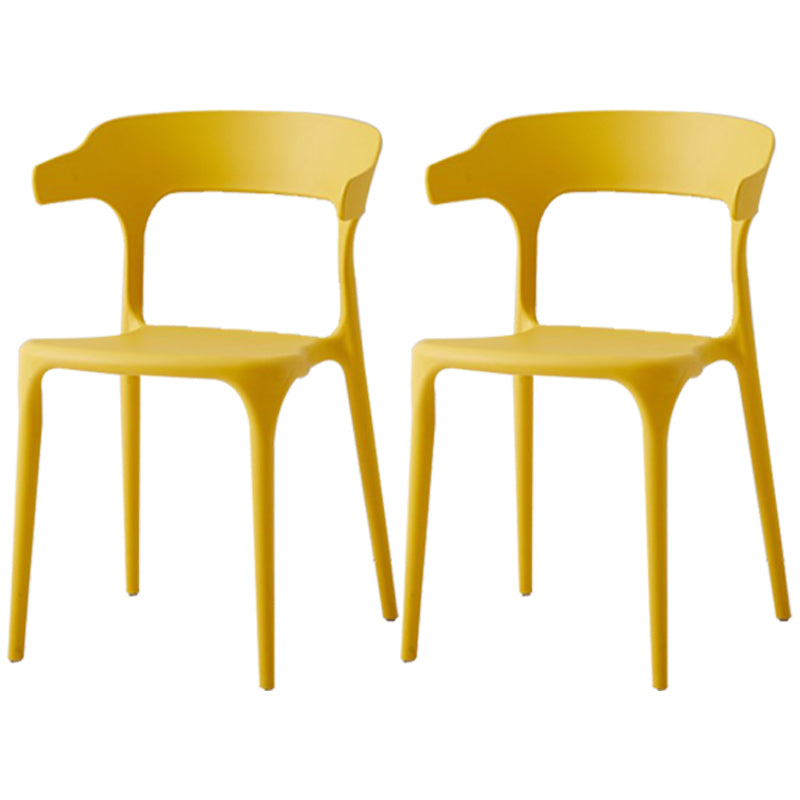 Scandinavian Plastic Home Dining Side Chair Open Back Dining Side Chair Yellow 2 Piece Set Clearhalo 'Dining Chairs' 'Dining Tables & Seating' 'dining_chair' 'furn' 'furn_dining_chair' 'Furniture' 'furniture_dining_chair' 'Kitchen & Dining Furniture' 4854716