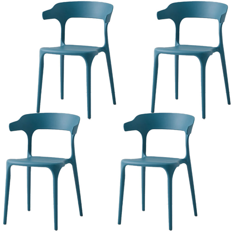 Scandinavian Plastic Home Dining Side Chair Open Back Dining Side Chair Blue 4 Piece Set Clearhalo 'Dining Chairs' 'Dining Tables & Seating' 'dining_chair' 'furn' 'furn_dining_chair' 'Furniture' 'furniture_dining_chair' 'Kitchen & Dining Furniture' 4854718