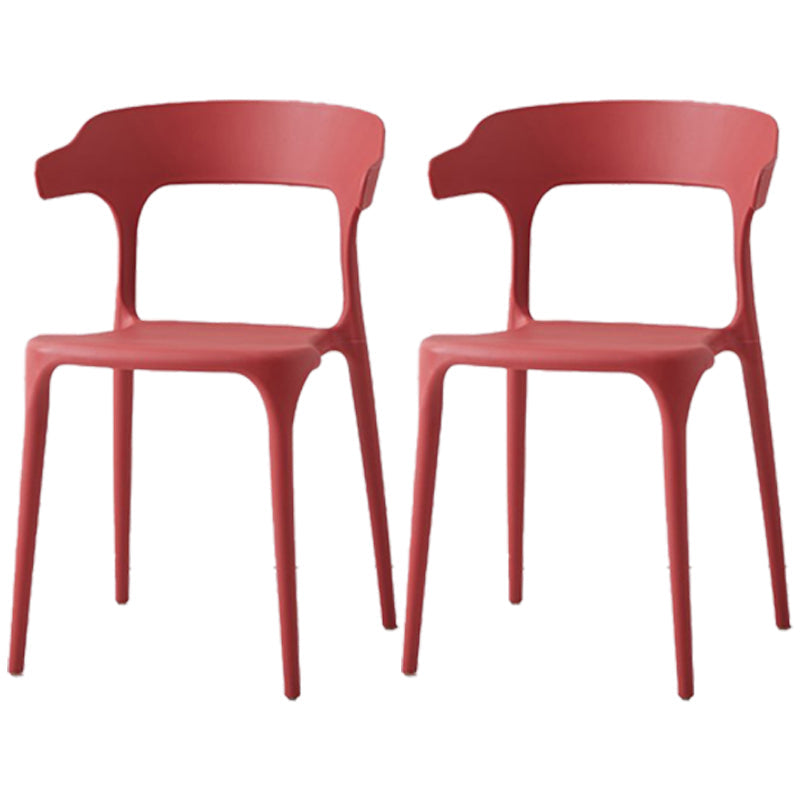 Scandinavian Plastic Home Dining Side Chair Open Back Dining Side Chair Red 2 Piece Set Clearhalo 'Dining Chairs' 'Dining Tables & Seating' 'dining_chair' 'furn' 'furn_dining_chair' 'Furniture' 'furniture_dining_chair' 'Kitchen & Dining Furniture' 4854729