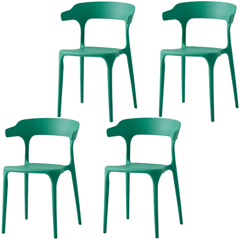 Scandinavian Plastic Home Dining Side Chair Open Back Dining Side Chair Green 4 Piece Set Clearhalo 'Dining Chairs' 'Dining Tables & Seating' 'dining_chair' 'furn' 'furn_dining_chair' 'Furniture' 'furniture_dining_chair' 'Kitchen & Dining Furniture' 4854730