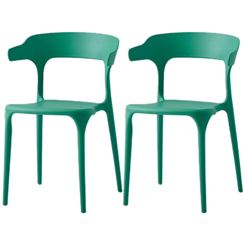 Scandinavian Plastic Home Dining Side Chair Open Back Dining Side Chair Green 2 Piece Set Clearhalo 'Dining Chairs' 'Dining Tables & Seating' 'dining_chair' 'furn' 'furn_dining_chair' 'Furniture' 'furniture_dining_chair' 'Kitchen & Dining Furniture' 4854733