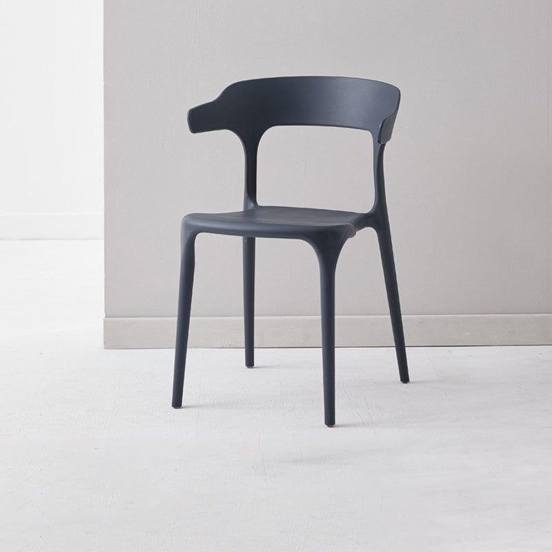 Scandinavian Plastic Home Dining Side Chair Open Back Dining Side Chair Grey 1 Piece Clearhalo 'Dining Chairs' 'Dining Tables & Seating' 'dining_chair' 'furn' 'furn_dining_chair' 'Furniture' 'furniture_dining_chair' 'Kitchen & Dining Furniture' 4854735