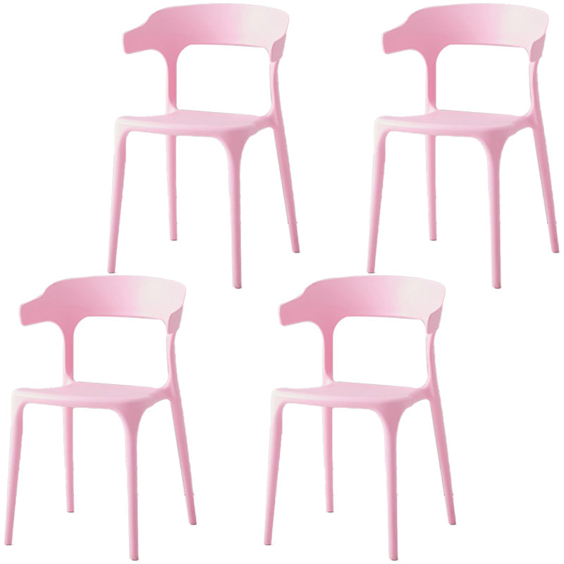 Scandinavian Plastic Home Dining Side Chair Open Back Dining Side Chair Pink 4 Piece Set Clearhalo 'Dining Chairs' 'Dining Tables & Seating' 'dining_chair' 'furn' 'furn_dining_chair' 'Furniture' 'furniture_dining_chair' 'Kitchen & Dining Furniture' 4854737