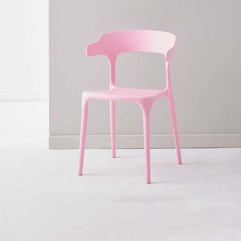 Scandinavian Plastic Home Dining Side Chair Open Back Dining Side Chair Pink 1 Piece Clearhalo 'Dining Chairs' 'Dining Tables & Seating' 'dining_chair' 'furn' 'furn_dining_chair' 'Furniture' 'furniture_dining_chair' 'Kitchen & Dining Furniture' 4854738