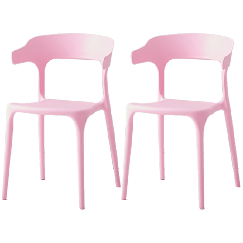 Scandinavian Plastic Home Dining Side Chair Open Back Dining Side Chair Pink 2 Piece Set Clearhalo 'Dining Chairs' 'Dining Tables & Seating' 'dining_chair' 'furn' 'furn_dining_chair' 'Furniture' 'furniture_dining_chair' 'Kitchen & Dining Furniture' 4854739
