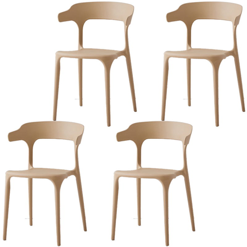 Scandinavian Plastic Home Dining Side Chair Open Back Dining Side Chair Camel 4 Piece Set Clearhalo 'Dining Chairs' 'Dining Tables & Seating' 'dining_chair' 'furn' 'furn_dining_chair' 'Furniture' 'furniture_dining_chair' 'Kitchen & Dining Furniture' 4854740