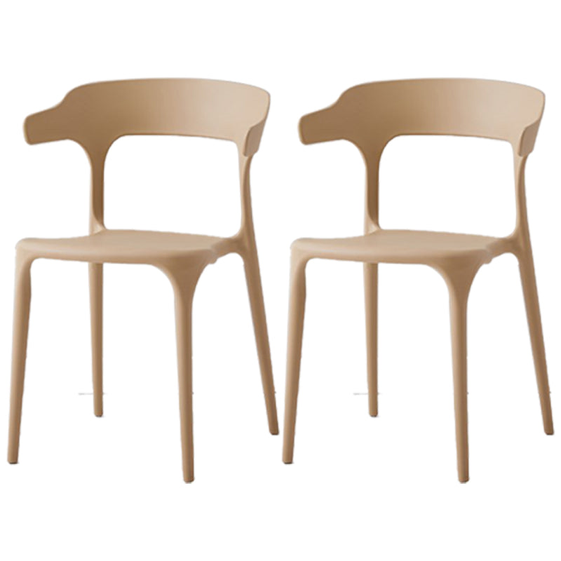 Scandinavian Plastic Home Dining Side Chair Open Back Dining Side Chair Camel 2 Piece Set Clearhalo 'Dining Chairs' 'Dining Tables & Seating' 'dining_chair' 'furn' 'furn_dining_chair' 'Furniture' 'furniture_dining_chair' 'Kitchen & Dining Furniture' 4854742