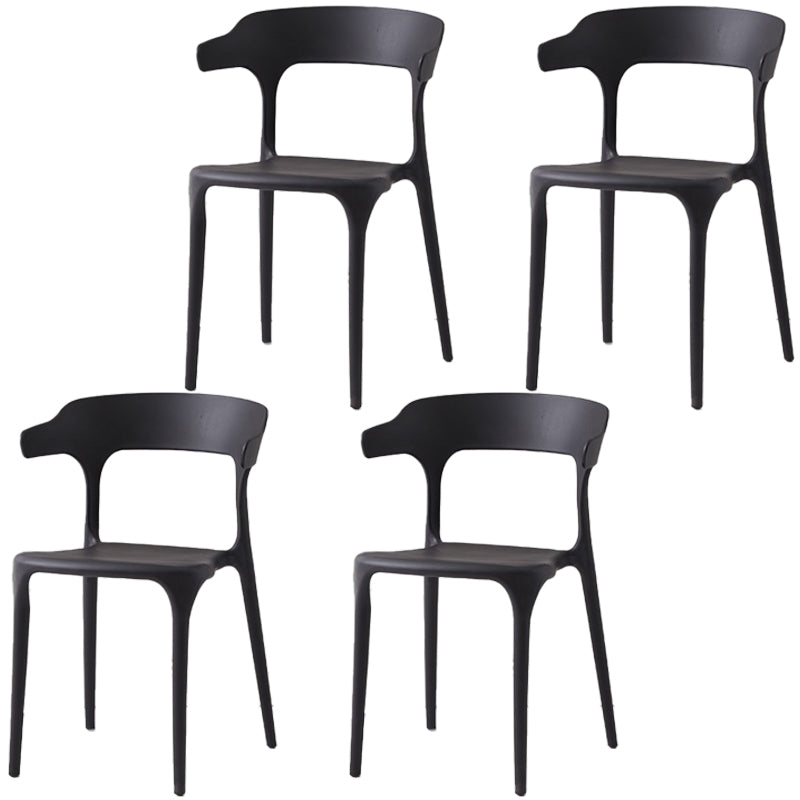 Scandinavian Plastic Home Dining Side Chair Open Back Dining Side Chair Black 4 Piece Set Clearhalo 'Dining Chairs' 'Dining Tables & Seating' 'dining_chair' 'furn' 'furn_dining_chair' 'Furniture' 'furniture_dining_chair' 'Kitchen & Dining Furniture' 4854743
