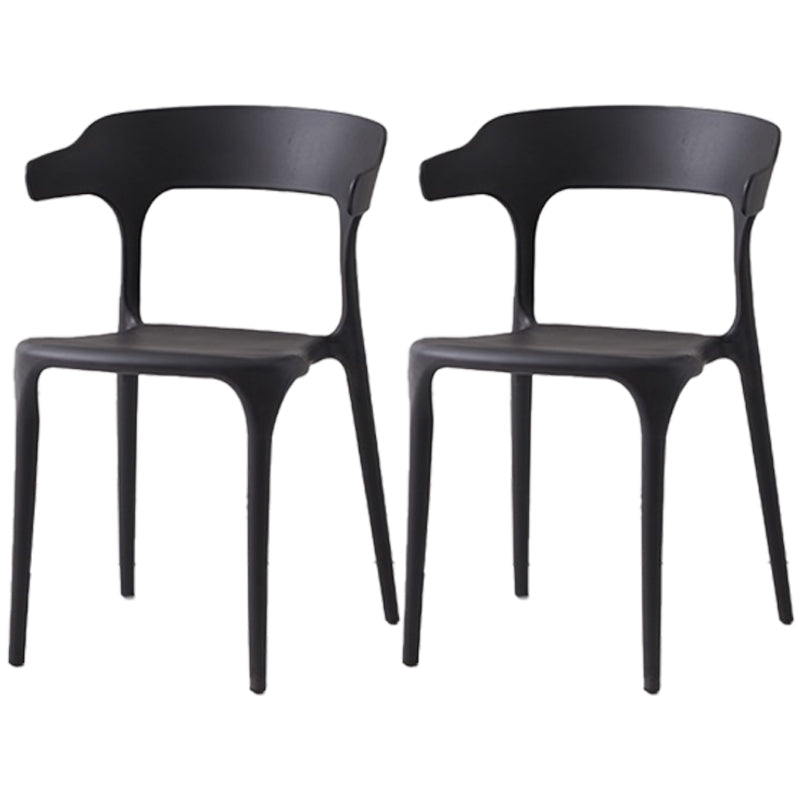 Scandinavian Plastic Home Dining Side Chair Open Back Dining Side Chair Black 2 Piece Set Clearhalo 'Dining Chairs' 'Dining Tables & Seating' 'dining_chair' 'furn' 'furn_dining_chair' 'Furniture' 'furniture_dining_chair' 'Kitchen & Dining Furniture' 4854745