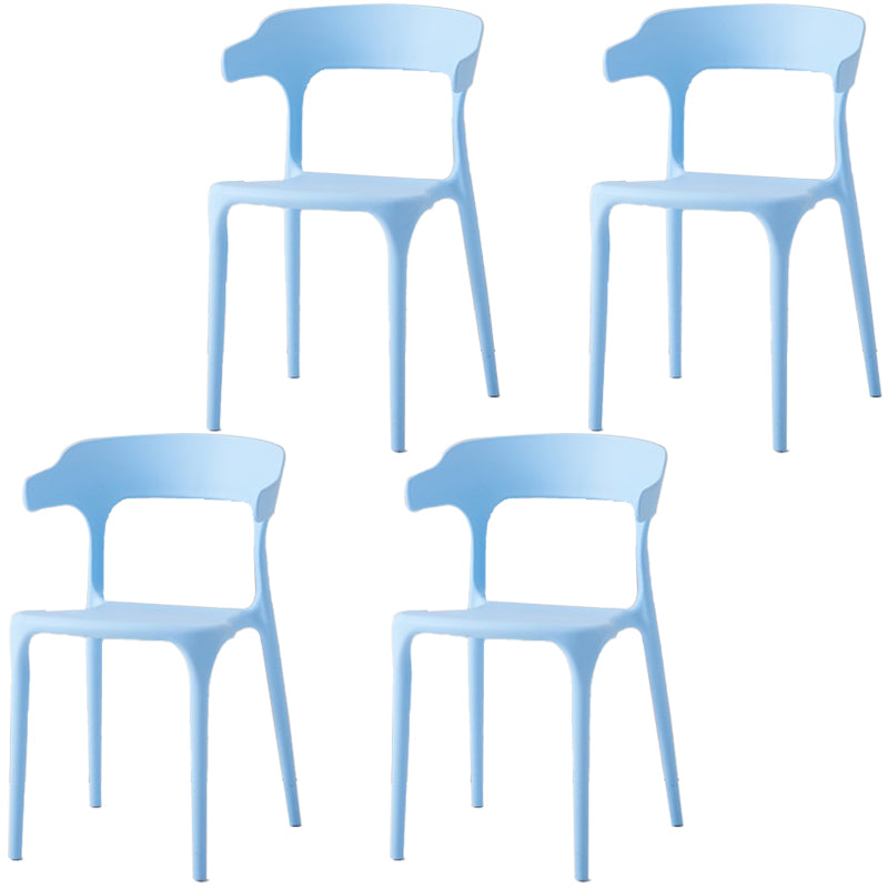 Scandinavian Plastic Home Dining Side Chair Open Back Dining Side Chair Light Blue 4 Piece Set Clearhalo 'Dining Chairs' 'Dining Tables & Seating' 'dining_chair' 'furn' 'furn_dining_chair' 'Furniture' 'furniture_dining_chair' 'Kitchen & Dining Furniture' 4854746