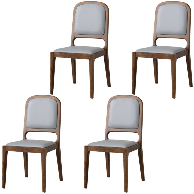 Nordic Style Armless Chair Wood Open Back Dining Side Chair with Upholstered Grey 4 Piece Set Clearhalo 'Dining Chairs' 'Dining Tables & Seating' 'dining_chair' 'furn' 'furn_dining_chair' 'Furniture' 'furniture_dining_chair' 'Kitchen & Dining Furniture' 4854751