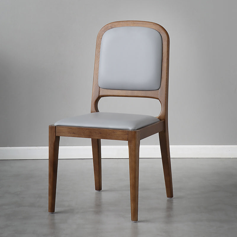 Nordic Style Armless Chair Wood Open Back Dining Side Chair with Upholstered Grey 1 Piece Clearhalo 'Dining Chairs' 'Dining Tables & Seating' 'dining_chair' 'furn' 'furn_dining_chair' 'Furniture' 'furniture_dining_chair' 'Kitchen & Dining Furniture' 4854752