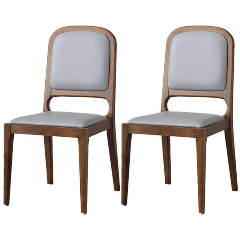 Nordic Style Armless Chair Wood Open Back Dining Side Chair with Upholstered Grey 2 Piece Set Clearhalo 'Dining Chairs' 'Dining Tables & Seating' 'dining_chair' 'furn' 'furn_dining_chair' 'Furniture' 'furniture_dining_chair' 'Kitchen & Dining Furniture' 4854754