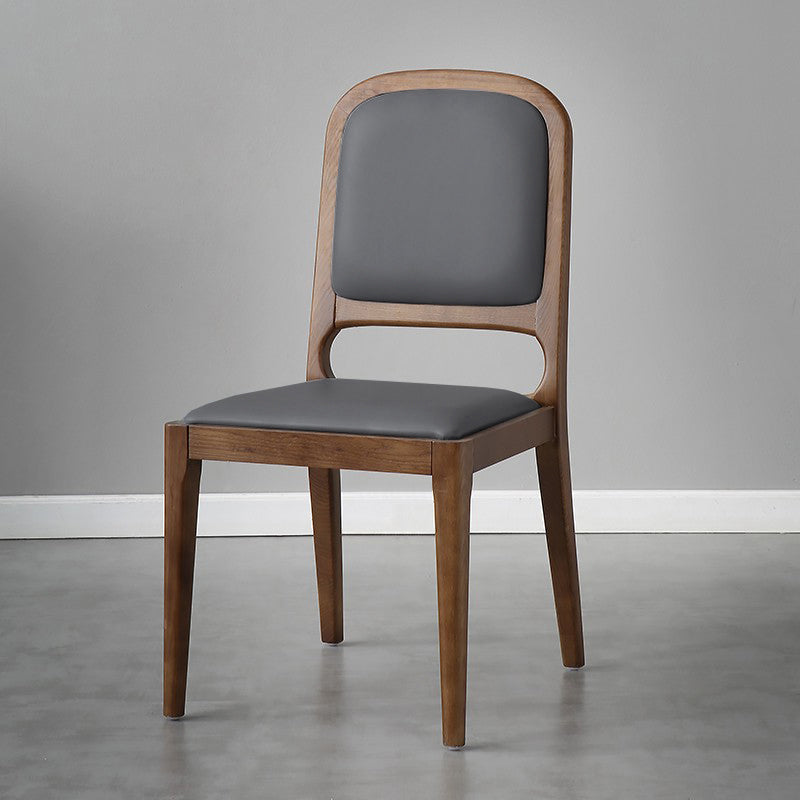 Nordic Style Armless Chair Wood Open Back Dining Side Chair with Upholstered Dark Gray 1 Piece Clearhalo 'Dining Chairs' 'Dining Tables & Seating' 'dining_chair' 'furn' 'furn_dining_chair' 'Furniture' 'furniture_dining_chair' 'Kitchen & Dining Furniture' 4854759