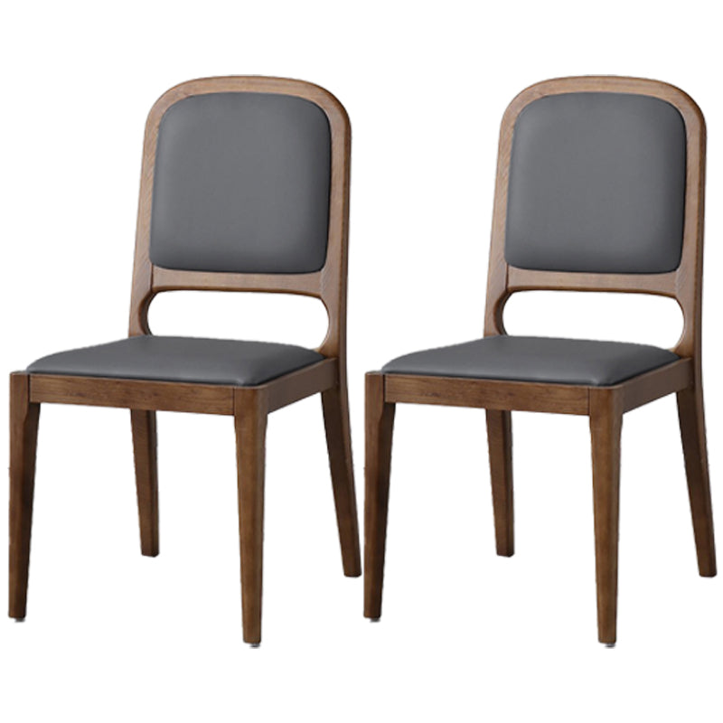 Nordic Style Armless Chair Wood Open Back Dining Side Chair with Upholstered Dark Gray 2 Piece Set Clearhalo 'Dining Chairs' 'Dining Tables & Seating' 'dining_chair' 'furn' 'furn_dining_chair' 'Furniture' 'furniture_dining_chair' 'Kitchen & Dining Furniture' 4854761