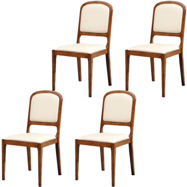 Nordic Style Armless Chair Wood Open Back Dining Side Chair with Upholstered Beige 4 Piece Set Clearhalo 'Dining Chairs' 'Dining Tables & Seating' 'dining_chair' 'furn' 'furn_dining_chair' 'Furniture' 'furniture_dining_chair' 'Kitchen & Dining Furniture' 4854763