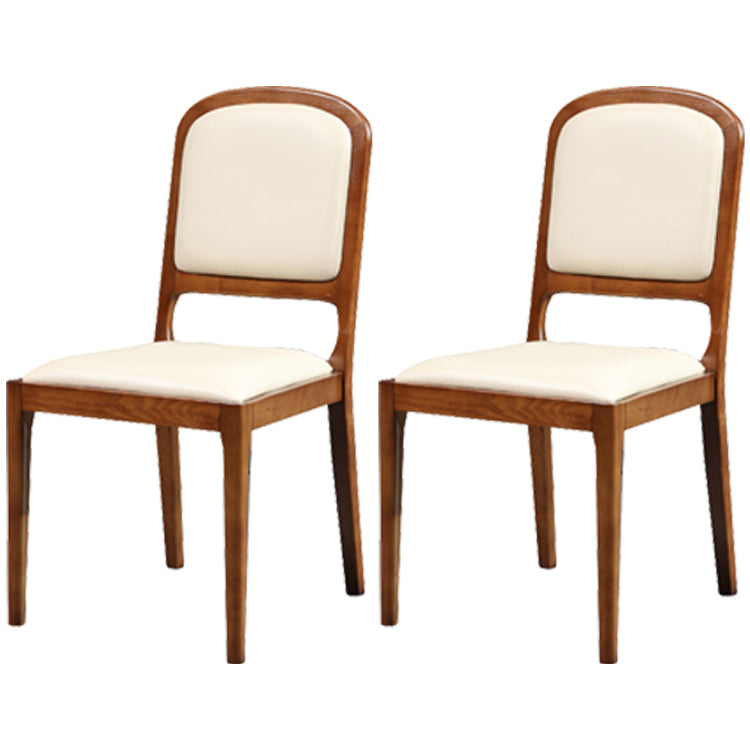 Nordic Style Armless Chair Wood Open Back Dining Side Chair with Upholstered Beige 2 Piece Set Clearhalo 'Dining Chairs' 'Dining Tables & Seating' 'dining_chair' 'furn' 'furn_dining_chair' 'Furniture' 'furniture_dining_chair' 'Kitchen & Dining Furniture' 4854766