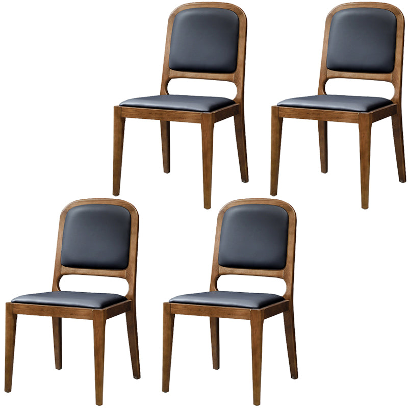 Nordic Style Armless Chair Wood Open Back Dining Side Chair with Upholstered Black 4 Piece Set Clearhalo 'Dining Chairs' 'Dining Tables & Seating' 'dining_chair' 'furn' 'furn_dining_chair' 'Furniture' 'furniture_dining_chair' 'Kitchen & Dining Furniture' 4854767
