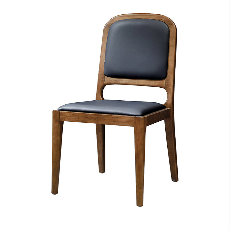 Nordic Style Armless Chair Wood Open Back Dining Side Chair with Upholstered Black 1 Piece Clearhalo 'Dining Chairs' 'Dining Tables & Seating' 'dining_chair' 'furn' 'furn_dining_chair' 'Furniture' 'furniture_dining_chair' 'Kitchen & Dining Furniture' 4854768