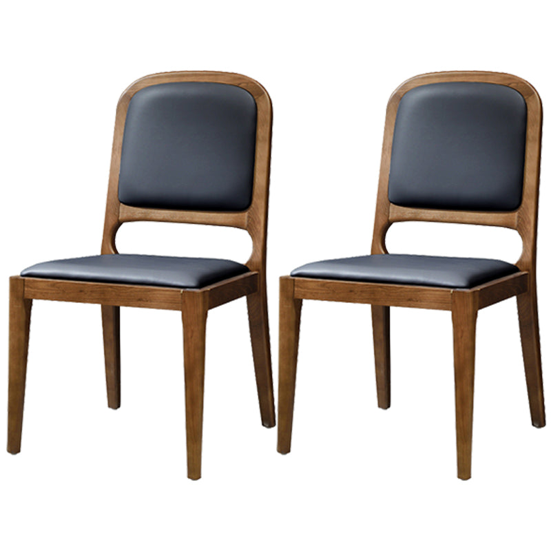 Nordic Style Armless Chair Wood Open Back Dining Side Chair with Upholstered Black 2 Piece Set Clearhalo 'Dining Chairs' 'Dining Tables & Seating' 'dining_chair' 'furn' 'furn_dining_chair' 'Furniture' 'furniture_dining_chair' 'Kitchen & Dining Furniture' 4854769