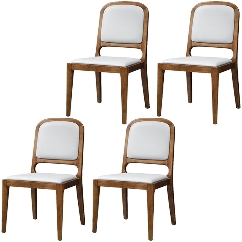 Nordic Style Armless Chair Wood Open Back Dining Side Chair with Upholstered White 4 Piece Set Clearhalo 'Dining Chairs' 'Dining Tables & Seating' 'dining_chair' 'furn' 'furn_dining_chair' 'Furniture' 'furniture_dining_chair' 'Kitchen & Dining Furniture' 4854770